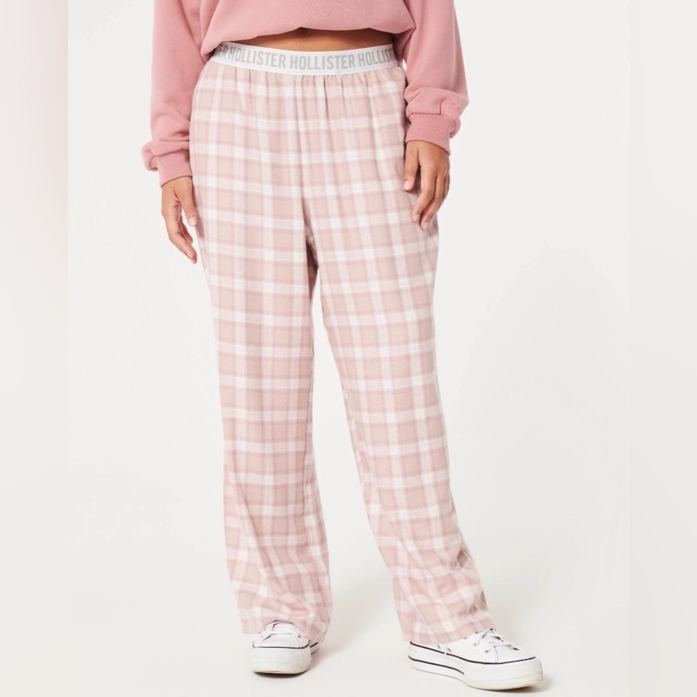 Hollister Women’s 24/7 Pajama Pants Plaid Pink And White Size XL